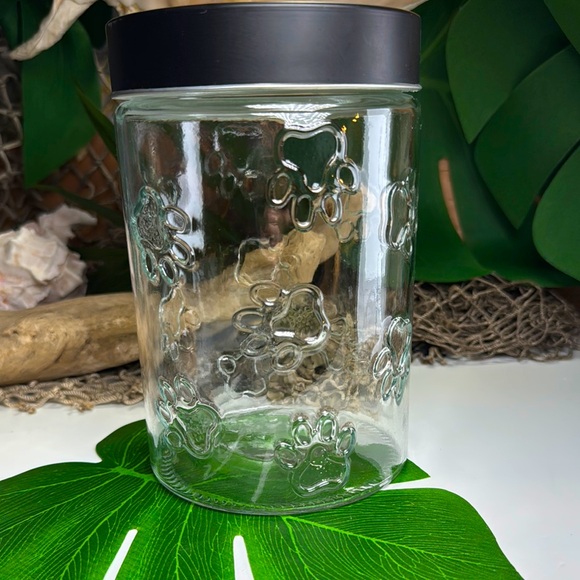 New Glass Pets Treats Jar w Embossed Paw 🐾 Prints +BONUS - Picture 1 of 6